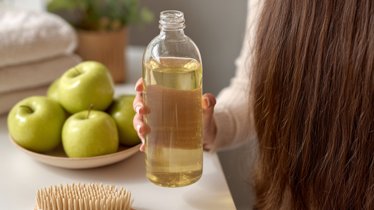 Płukanka z octu jabłkowego – lśniące włosy bez silikonów i drogich odżywek 🍎💧